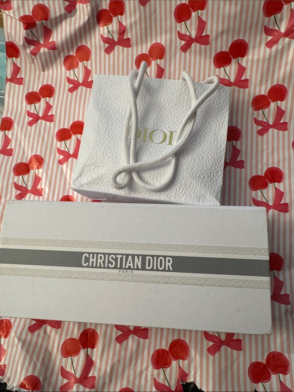 Dior White and Gold Small Paper Shopping Bag with Christian Dior White Box